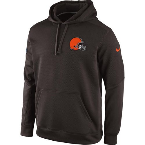 Cleveland Browns Historic Logo Nike KO Chain Fleece Pullover Performance Hoodie Brown